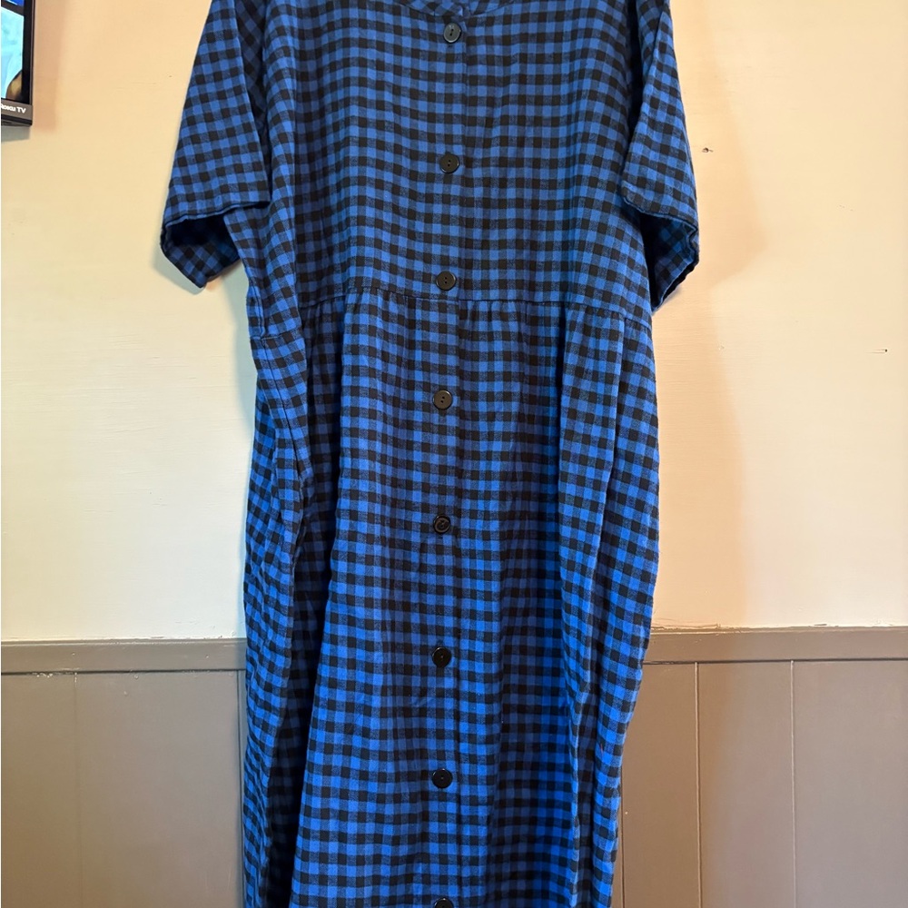 Blue Checkered Maxi Dress